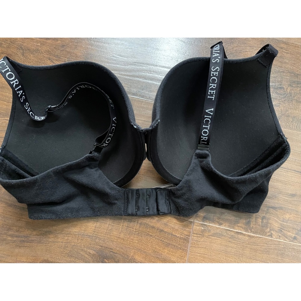 Victorias Secret Black Push-Up Full Coverage Logo Strap Bra 38D 139873-QB4 - Picture 6 of 8